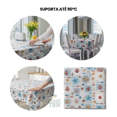 Combo Toalha de Mesa Térmica Impermeável 4 Lugares Pvc com 5 Panos de Chão Branco Algodão