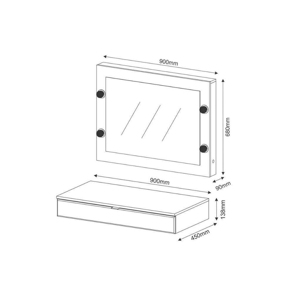 Penteadeira c/ Espelho Camarim PE-2006 + Gaveta Suspensa PE-2004 Branco - Tecno Mobili - 3