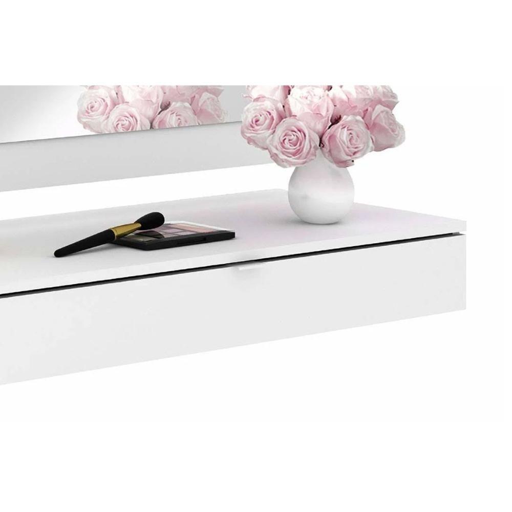 Penteadeira c/ Espelho Camarim PE-2006 + Gaveta Suspensa PE-2004 Branco - Tecno Mobili - 4