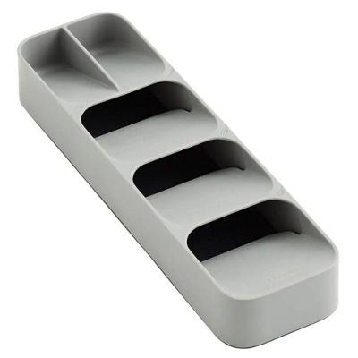 Organizador de Talheres para Gaveta Plástico Compacto com Compartimentos Cinza Carisma