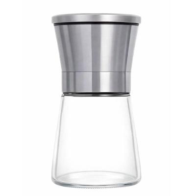 Moedor de Pimenta e Sal Manual Vidro e Inox 165ML 14cm para Temperos Transparente Carisma