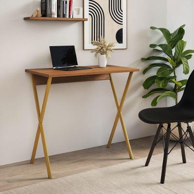 Mesa de Escritório X Retangular Ferro Dourado 120cm Amêndoa UP Home