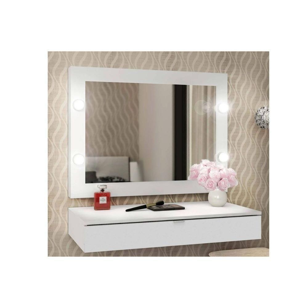 Penteadeira c/ Espelho Camarim PE-2006 + Gaveta Suspensa PE-2004 Branco - Tecno Mobili - 2