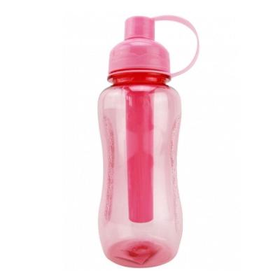 Garrafinha Squeeze 600ML para Água em Plástico com Porta Gelo Rosa VG Plus