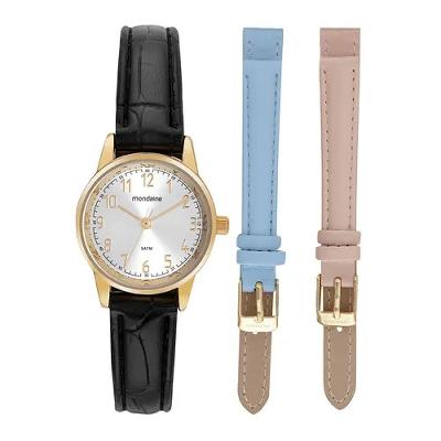 Relógio de Pulso Feminino 32714LPMKDH1 Analógico Aço Inox com Pulseiras Intercambiáveis Dourado