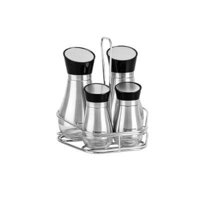 Conjunto Galheteiro Realce 5 Peças em Vidro e Aço Inox para Mesa Cinza Tramontina