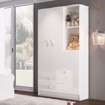 Conjunto Quarto de Bebê Lua Roupeiro 3 Portas 2 Gavetas MDP Branco Percasa Móveis