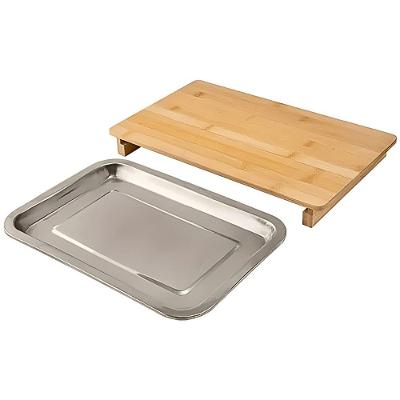 Conjunto Tábua para Churrasco CK7577 de Bambu com Bandeja de Aço Inox 36x22x3,5cm Clink