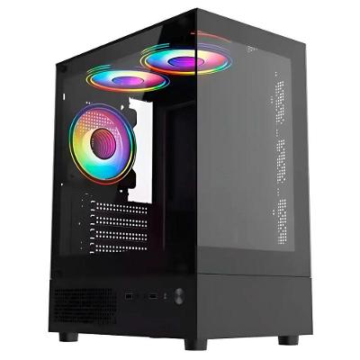 Gabinete Gamer Cpt-quasar-2024 com 3 Fans Rgb e Vidro Temperado Preto Crypton