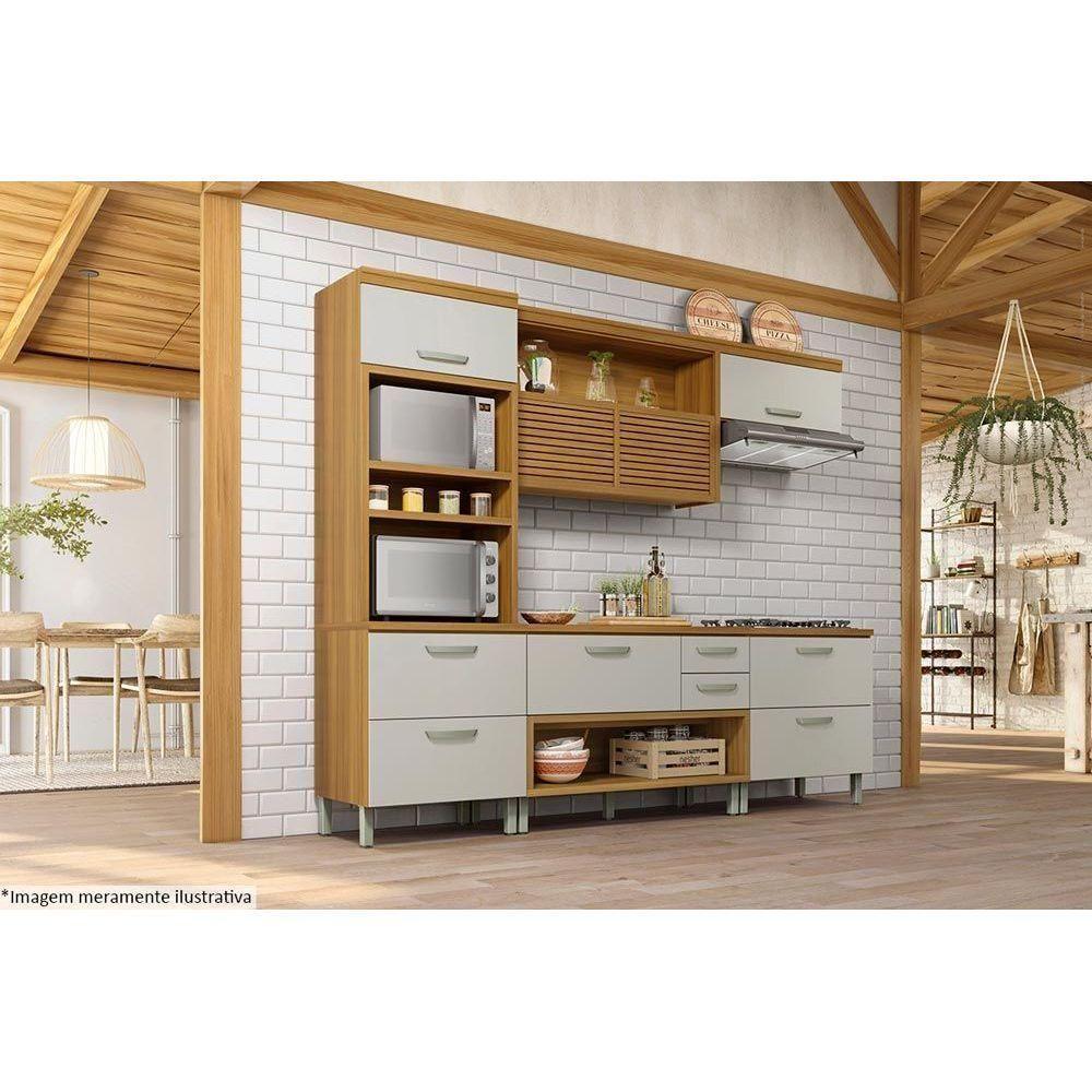 Paneleiro de Cozinha Princesa c/ 2 Portas e 1 Gaveta (2 Fornos) 70cm Freijo/Off White - Nesher - 6