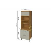 Paneleiro de Cozinha Princesa c/ 2 Portas e 1 Gaveta (2 Fornos) 70cm Freijo/Off White - Nesher - 7