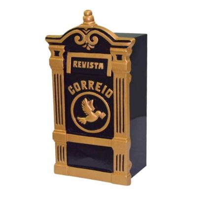 Caixa de Correio Tiradentes Detras 15x23x43cm para Cartas e Revistas Dourado Metalmig