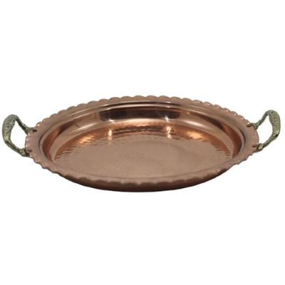 Bandeja Redonda 003-M.Arte em Cobre Puro com Alças em Liga de Bronze 53cm Metal Arte