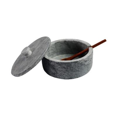 Açucareiro Farinheira Gourmet Pedra Sabão g 12cm com Colher para Temperos Rig Fundidos