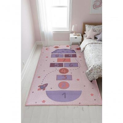 Tapete Infantil para Quarto Domani Amarelinha Antiderrapante Rosa J. Serrano