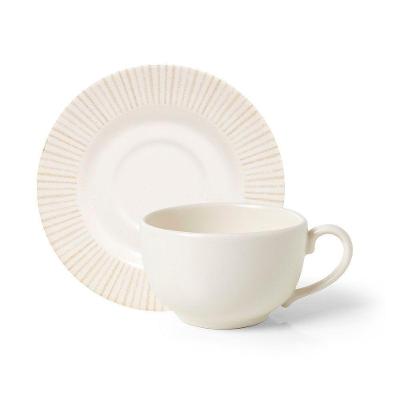 Xícara com Pires Aquarelle em Cerâmica 250ml Estampa Oliveiras para Café Copa & Cia