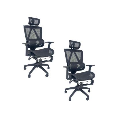 Kit 2 Cadeiras de Escritório Titan Presidencial Tela Mesh Giratória Preta Oficial Webshop