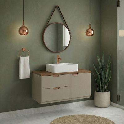 Conjunto Gabinete para Banheiro Suspenso Modena 100cm Santiago 1 Porta MDF e MDP Venturi
