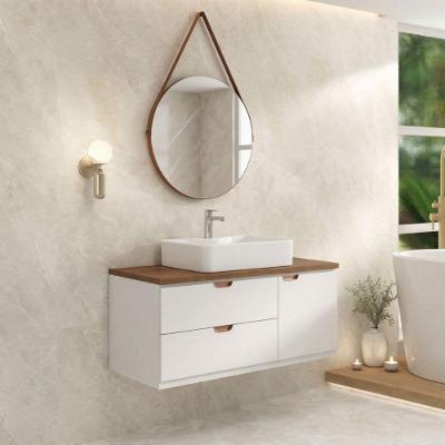 Conjunto Gabinete para Banheiro Suspenso Modena 1 Porta MDF e MDP 120cm Branco Venturi