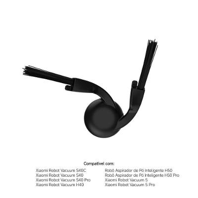 Escova Lateral Anti Emaranhamento Xiaomi Série S40 H40 para Robô Aspirador Preto