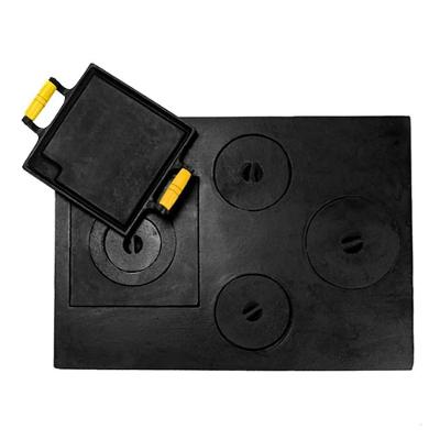 Chapa para Fogão a Lenha Redução Paraná Multiuso Ferro Fundido 4 Furos 69x49cm Preto Rig Fundidos