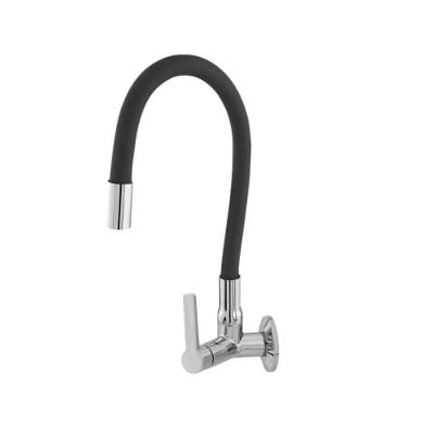 Torneira de Cozinha Parede Flexível 2064 C-75 Monocomando Bica Alta Black-cromado Higo