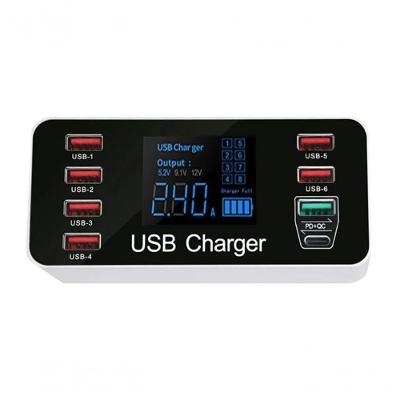 Estação de Carregamento Usb Ultra Rápido Qc3.0 40W com Display Branco 1 Unidade