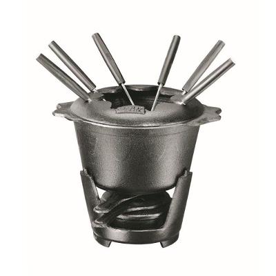 Conjunto para Fondue Redondo Queijo e Chocolate Ferro Fundido 1,2L Preto Panela Mineira