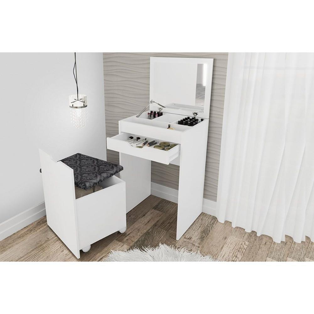 Penteadeira Infantil PE-2007 c/ 1 Gaveta e Puff Branco - Tecno Mobili - 2