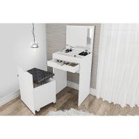 Penteadeira Infantil PE-2007 c/ 1 Gaveta e Puff Branco - Tecno Mobili