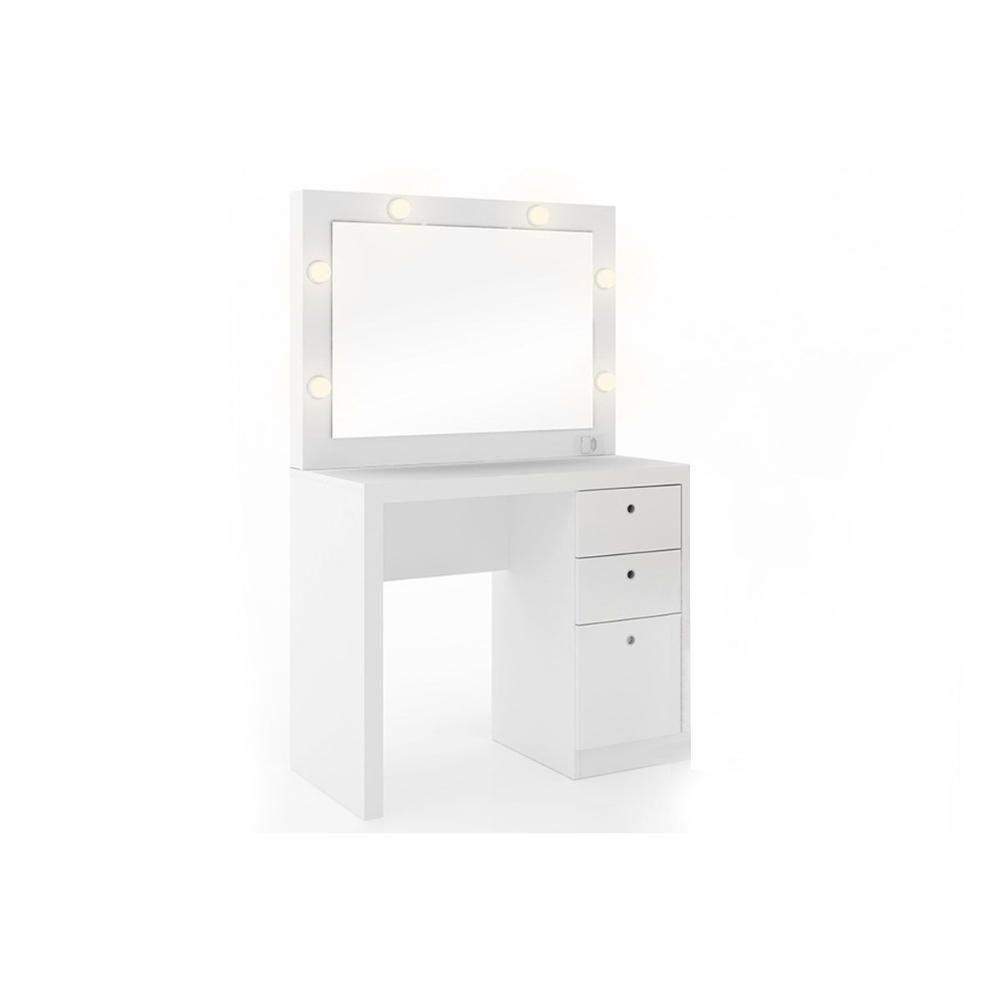 Penteadeira Infantil PE-2010 c/ 3 Gavetas e Espelho Branco - Tecno Mobili - 1