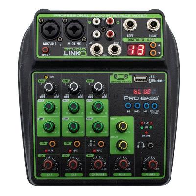 Mesa de Som Analógica 6 Canais Studio Link 6 com Interface Usb Bluetooth Pro Bass