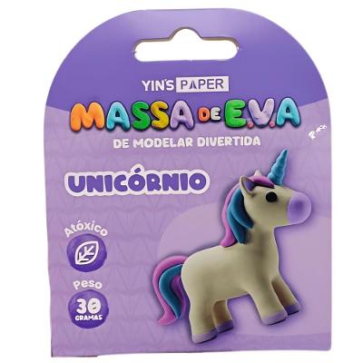 Massinha para Modelar Escolar Yins Brasil YP7869 Eva Unicórnio Não Tóxica 4 Unidades Coloridas