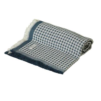 Manta Decorativa Formah Piquet 100% Algodão para Sofá e Cama Azul LM Peter