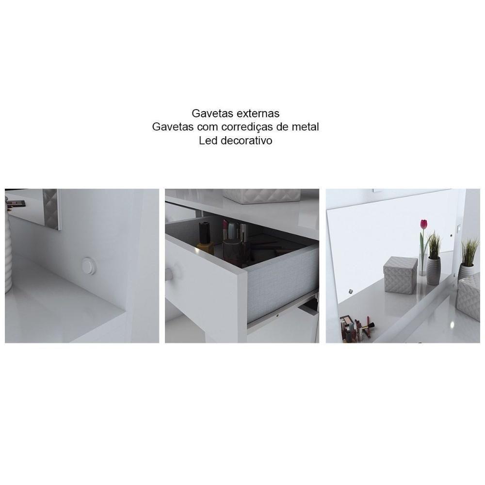 Penteadeira Infantil Chanel c/ 1 Porta e 4 Gavetas c/ Espelho Branco - Henn - 4