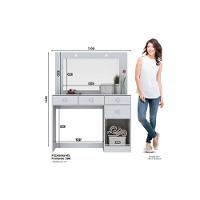 Penteadeira Infantil Chanel c/ 1 Porta e 4 Gavetas c/ Espelho Branco - Henn