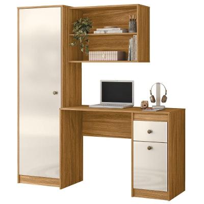 Mesa para Computador com Armário Coimbra 1 Gaveta 162cm Freijó Off White Moval Móveis