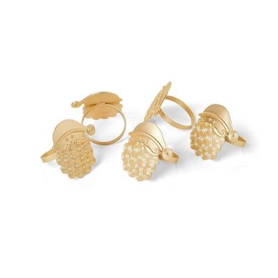 Anel de Guardanapo Natal Santa Klaus Gold Kit 4 Peças em Latão Copa & Cia