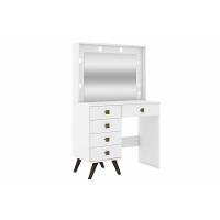 Penteadeira Camarim Juvenil MSM 437 c/ 5 Gavetas e Espelho Branco - Movelbento - 1
