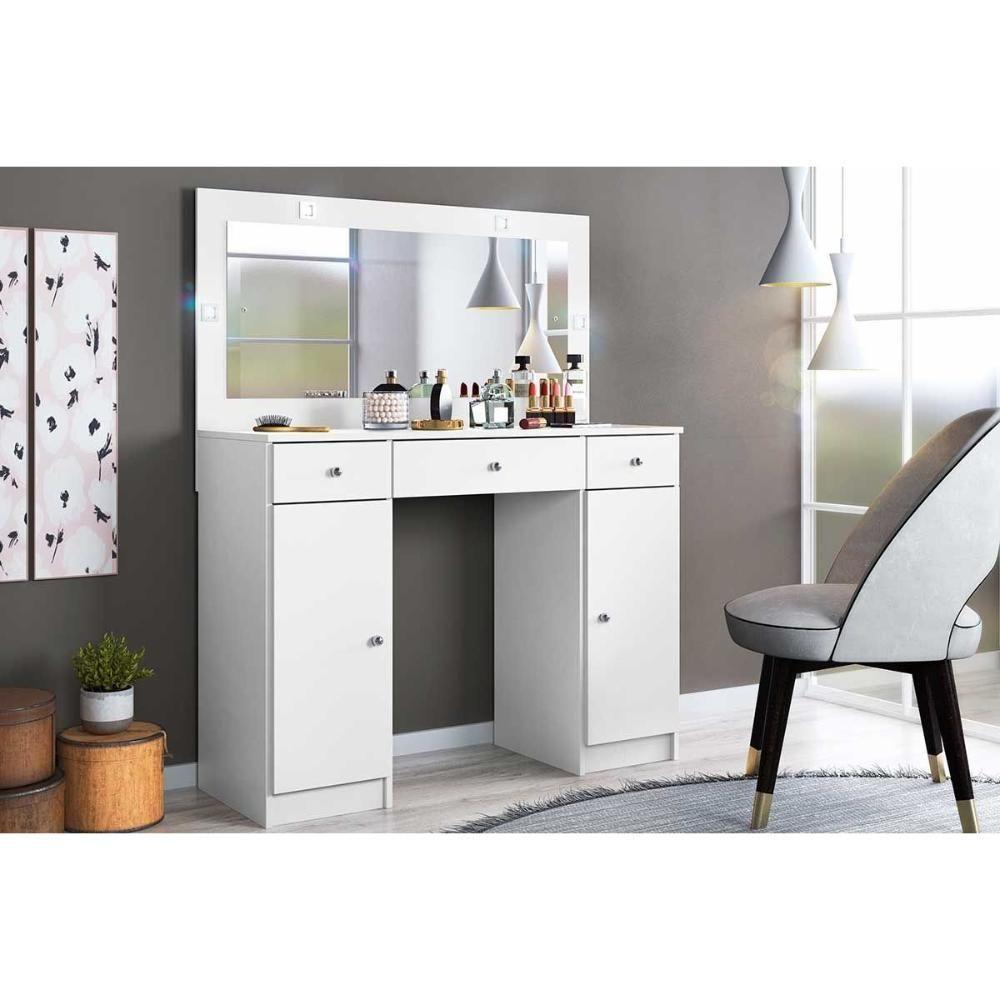 Penteadeira Carisma 2 Portas e 3 Gavetas c/ Espelho Branco - Demóbile - 1