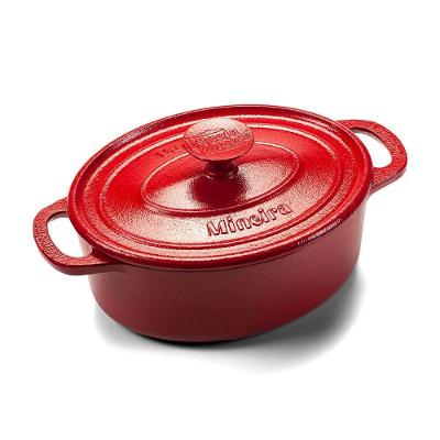 Caçarola Oval Estilo Vermelha Linha Chef Ferro Fundido 2L com Tampa 21x17cm Panela Mineira