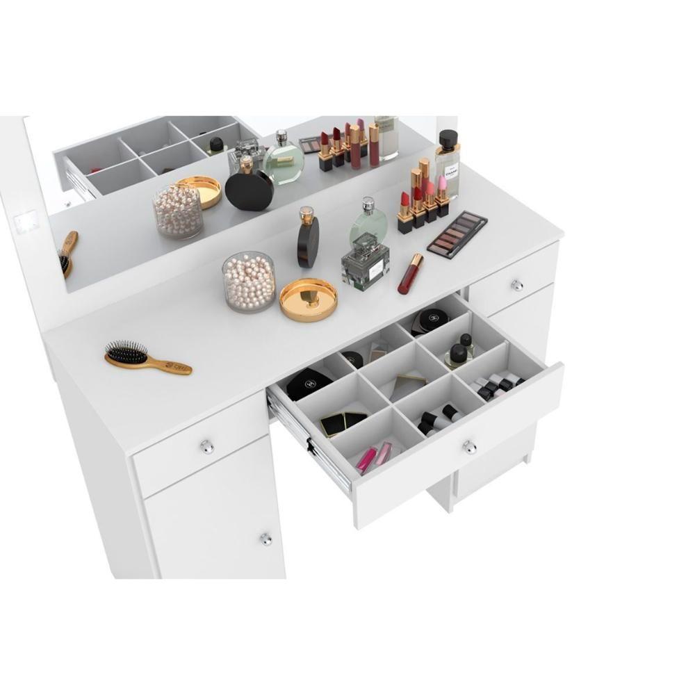 Penteadeira Carisma 2 Portas e 3 Gavetas c/ Espelho Branco - Demóbile - 5