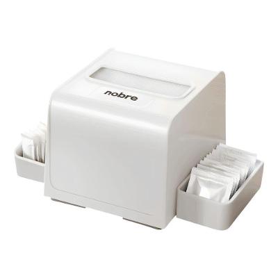 Dispenser para Guardanapo Interfolhado com Porta-sachê Branco Plástico Suporte 2 em 1 Goedert