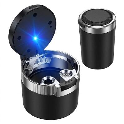 Cinzeiro Veicular Automotivo Plástico 11cm X 8cm Preto com Tampa Anti Odor e Led Wm