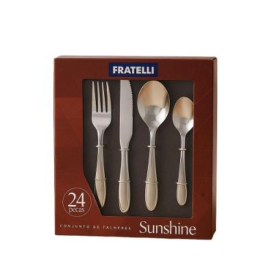 Conjunto de Talheres Sunshine 24 Peças Aço Inox Prime para Mesa e Chá Fratelli