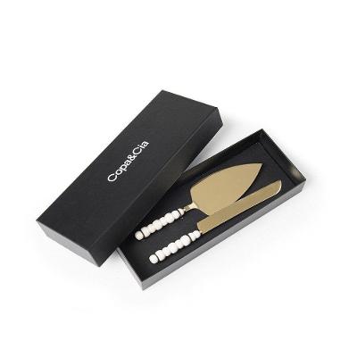 Conjunto de Talheres para Bolo Garbo Dots Champagne Aço Inox e Cerâmica Copa & Cia