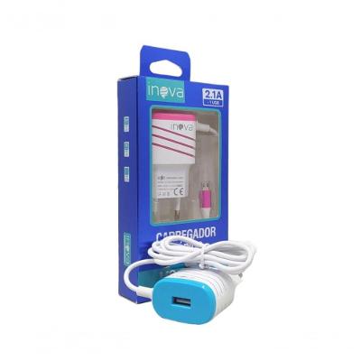 Carregador Completo Inova Tipo V8 com Cabo 2.1A Bivolt Preto 1 Unidade