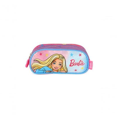Estojo Infantil Triplo Luxcel Barbie EI42645BB Médio 3L com Três Compartimentos Azul