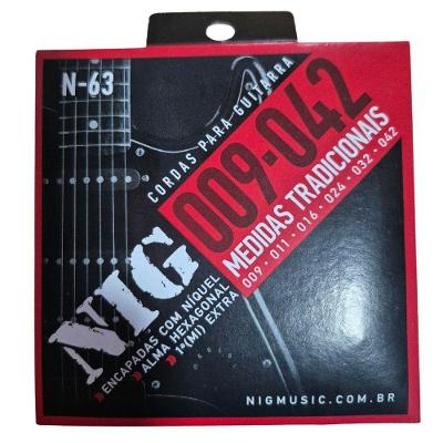 Encordoamento Guitarra Elétrica N63 009-042 com Mi Extra Cordas Rouxinol