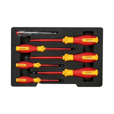 Jogo de Chaves Isoladas Fenda Philips VDE 7 Peças Vermelho para Uso Elétrico Bosch
